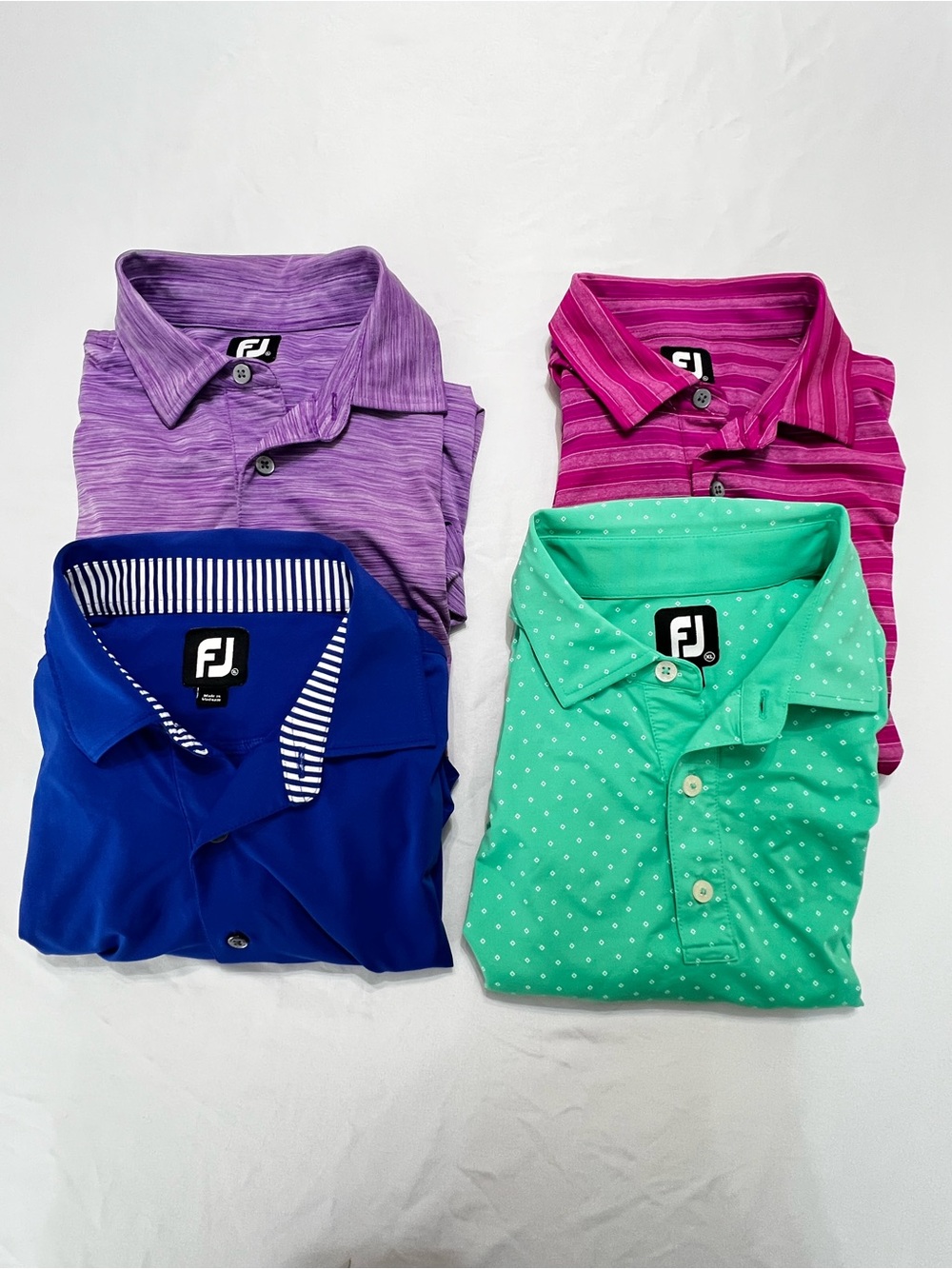 FootJoy Men’s Golf Polo Bundle - Purple, Pink, Blue, Green XL